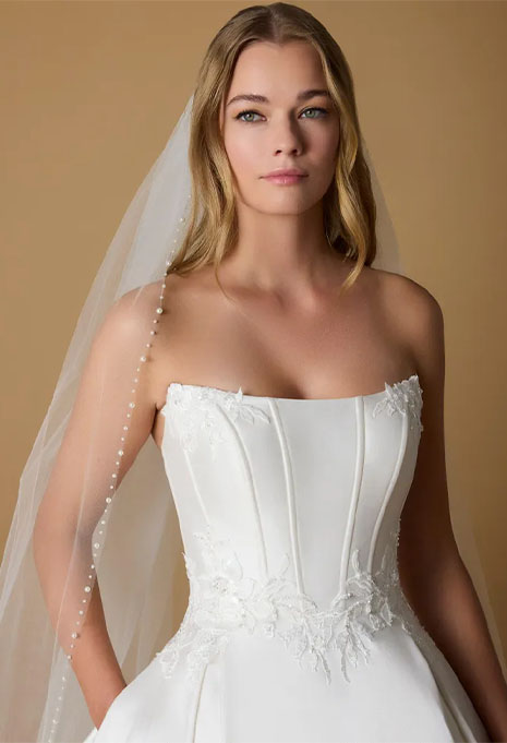 front view close-up of Pronovias Nicole Alakhe