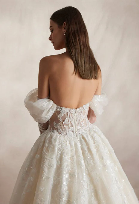 back view close-up of Pronovias Nicole Jalal wedding gown