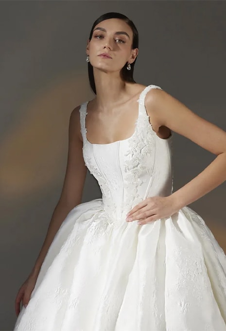 front view of Pronovias Privée Alurea wedding gown