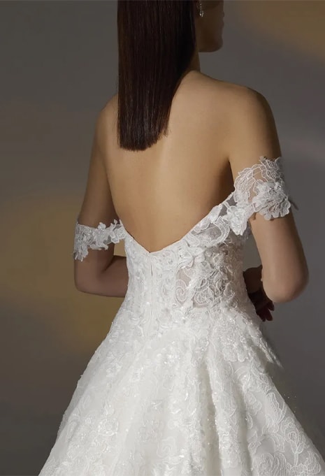 close-up back view of Pronovias Privée Anett wedding gown