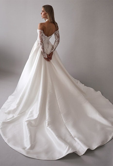 back/side view of Blanche Bridal Daphne wedding gown