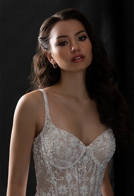 close-up front view of Allure Bridals C765 wedding gown