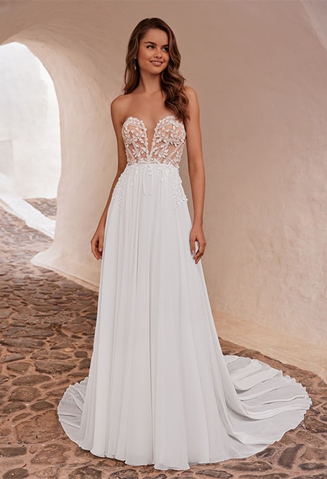front view of Love by Enzoani Denise wedding gown