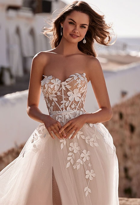close-up front view of Love by Enzoani Dream wedding gown