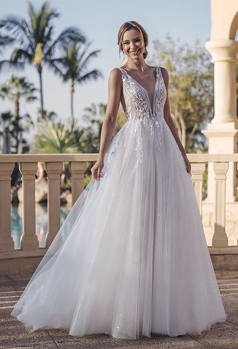 front view of Blue by Enzoani Sage wedding gown