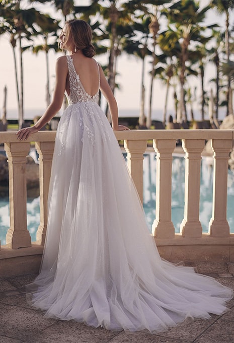 back view of Blue by Enzoani Sage wedding gown