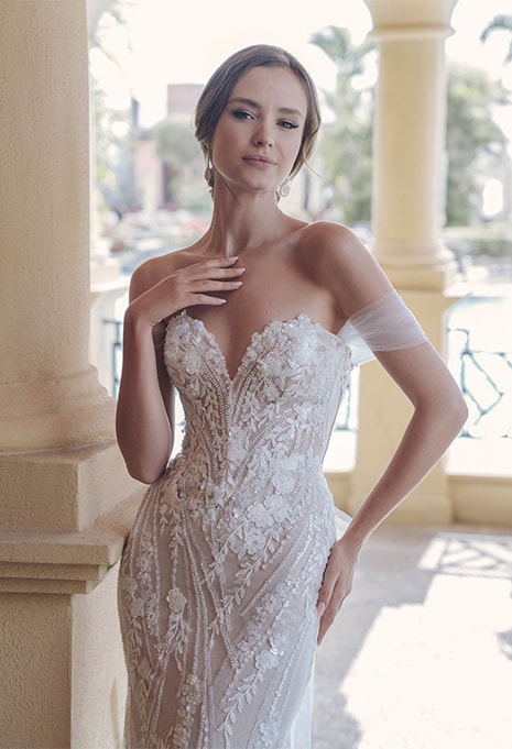 close-up of Blue by Enzoani Shakira wedding gown