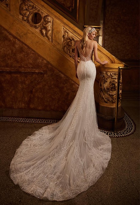 back view of Calla Blanche Sabrina wedding gown