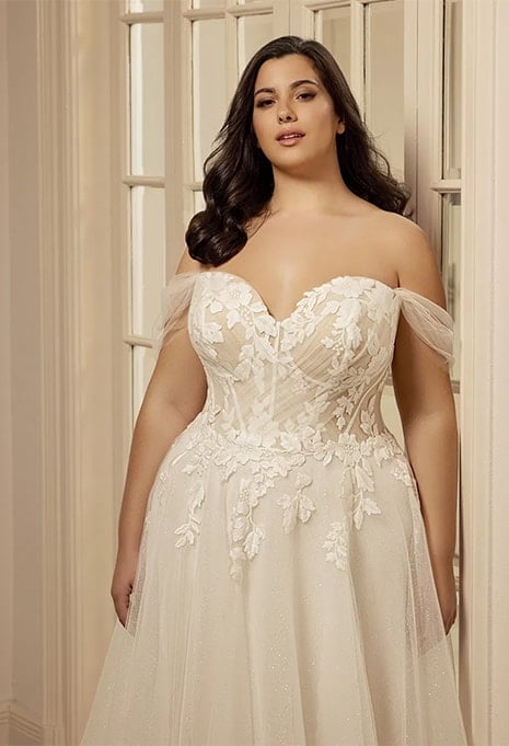 close-up front view of Portrait Bridal X Bernadine wedding gown