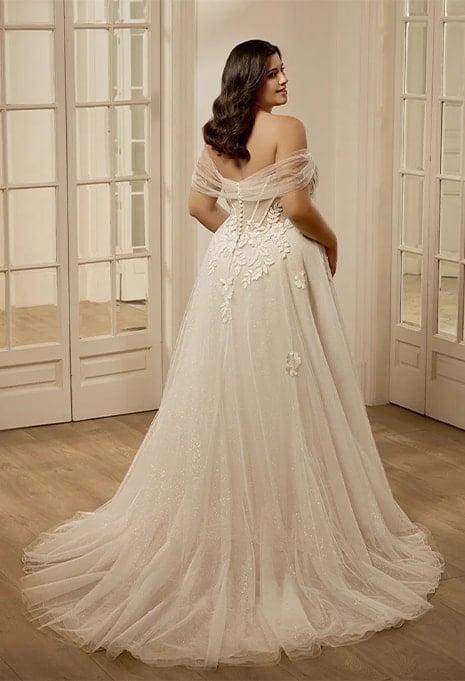 back view of Portrait Bridal X Bernadine wedding gown