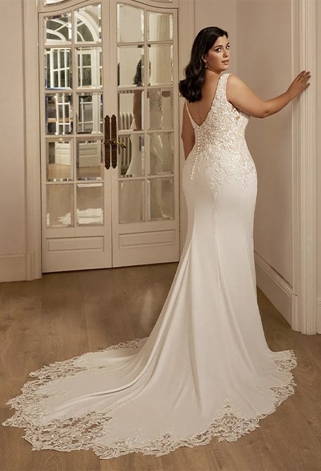 side view of Portrait Bridal X Spencer wedding gown
