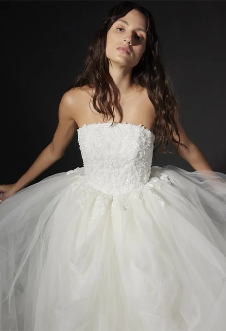 close-up front view of Vera Wang Cyren wedding gown