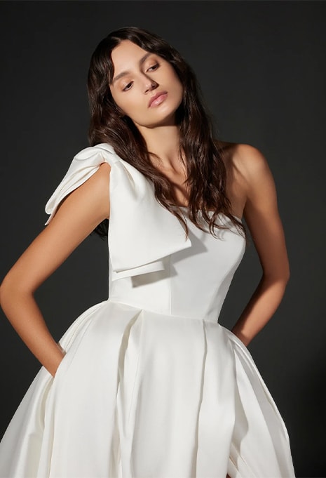 close-up front view of Vera Wang Mira wedding gown