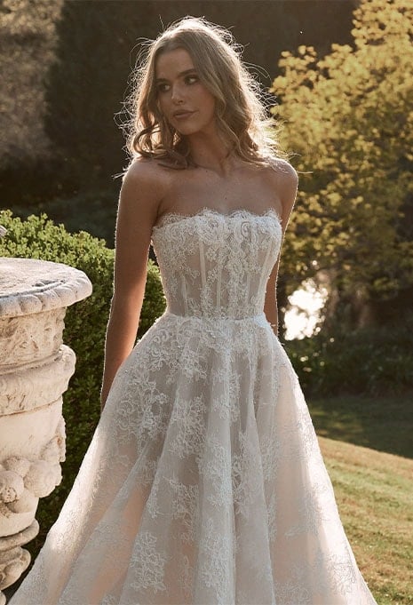 Try on the Blanche Bridal Belle Gown in Los Angeles, CA | Karoza