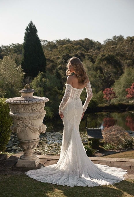 back view of Blanche Bridal Lucille wedding gown