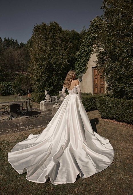 back view of Blanche Bridal India wedding gown