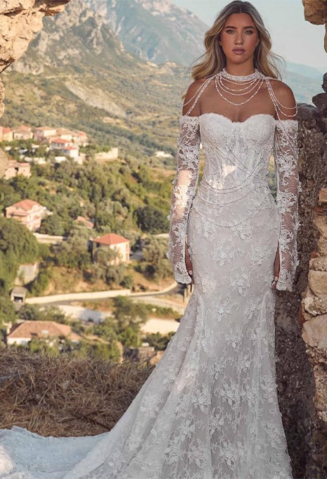 front view of Calla Blanche Jana wedding gown