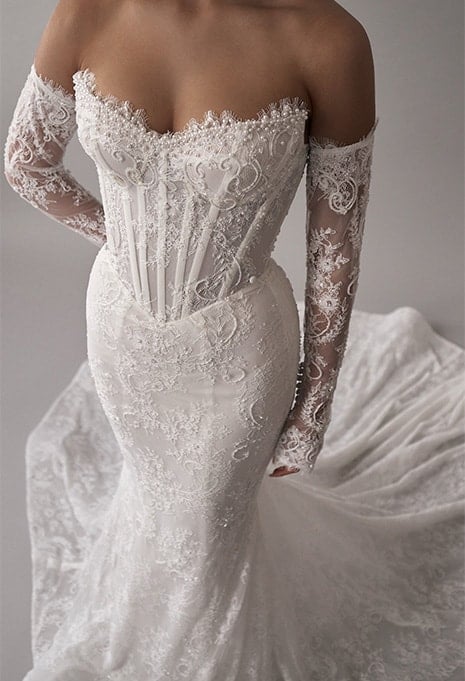 close-up of Blanche Bridal Phoebe wedding gown
