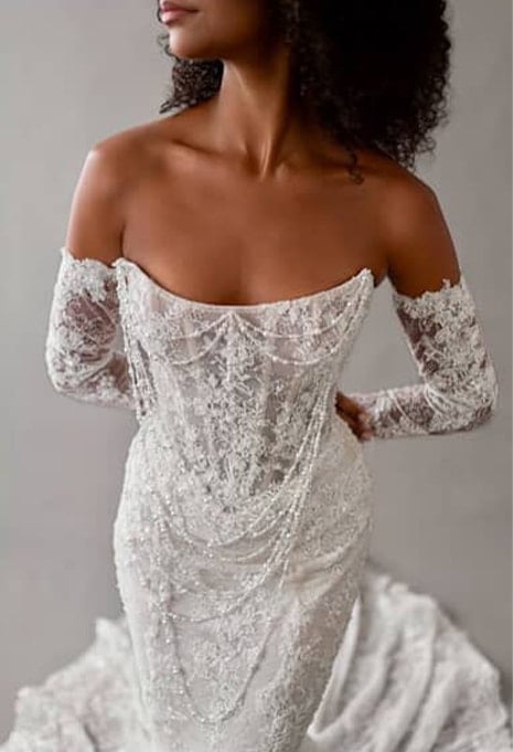 close-up front view of Blanche Bridal Sydney wedding gown