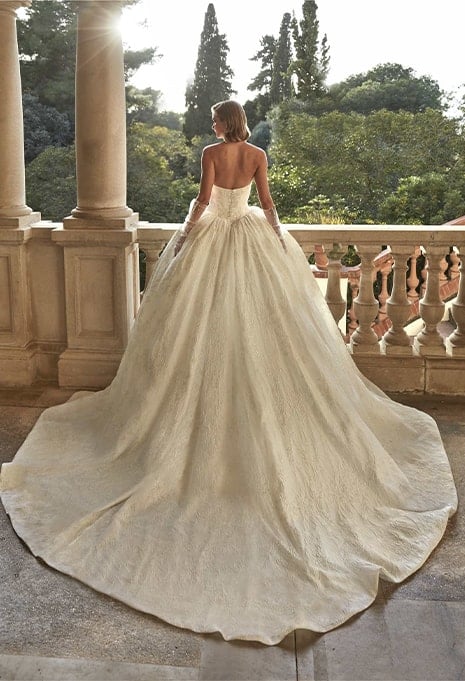 back view of Pronovias Almondie wedding gown