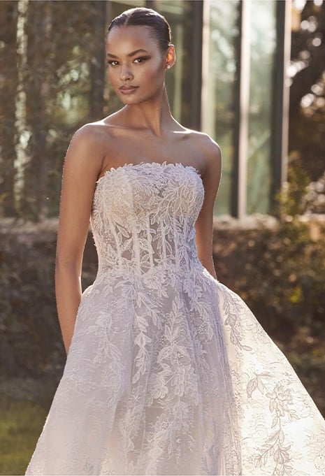 close-up front view of Pronovias Dabri wedding gown