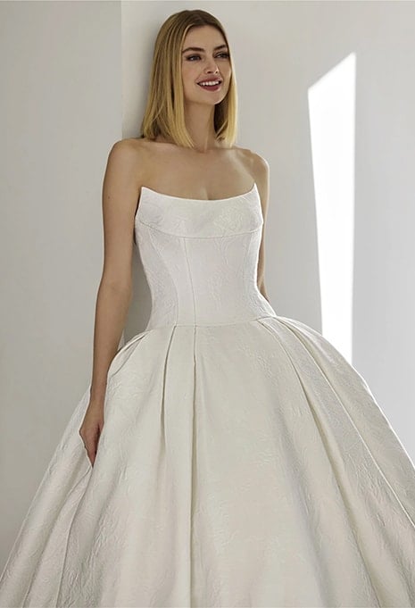close-up of Pronovias Valley wedding gown