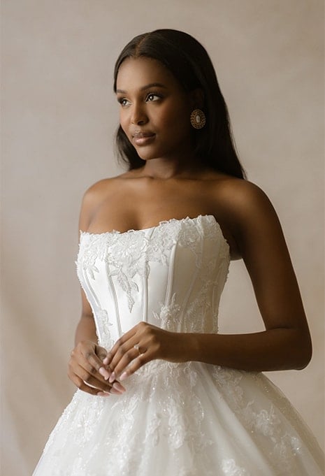 Allure Bridals Morisot wedding gown close-up