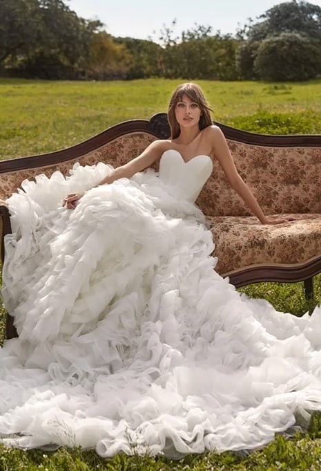 front view of Nicole Milano Adynic wedding gown