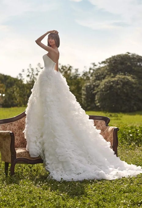 side view of Nicole Milano Adynic wedding gown