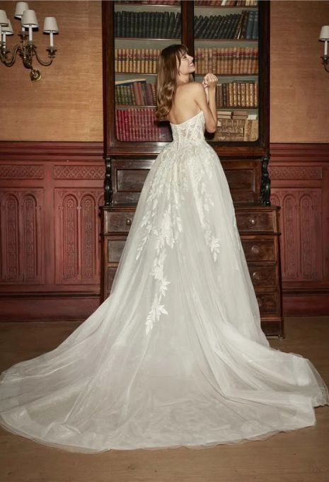 back view of Nicole Milano Izaiar wedding gown