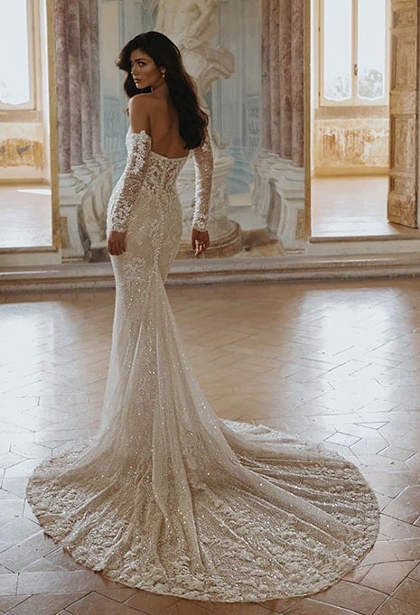 back/side view of PEN LIV Dara wedding gown