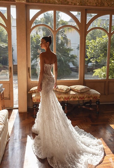 back view of Tina Valerdi Sabine wedding gown