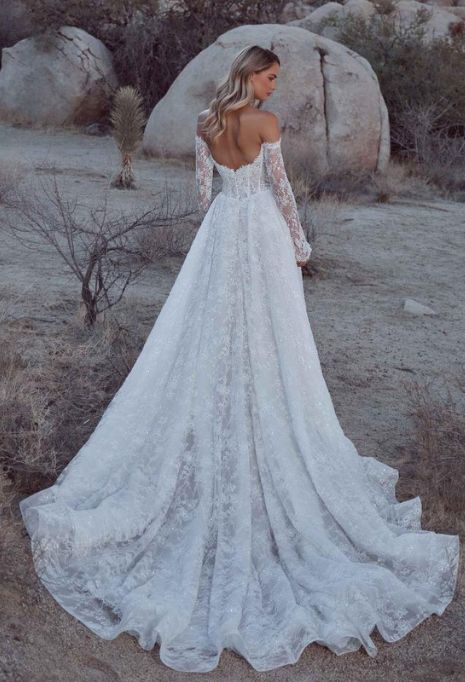 back view of Calla Blanche Bianca wedding gown