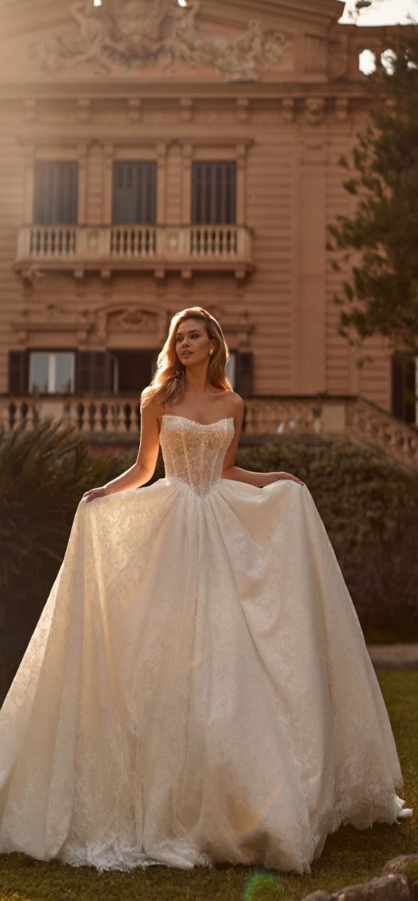 close-up front view of Viero Bridal wedding gown