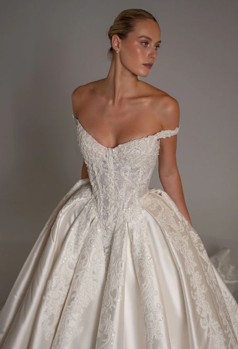 close-up front view of Blanche Bridal Brielle wedding gown
