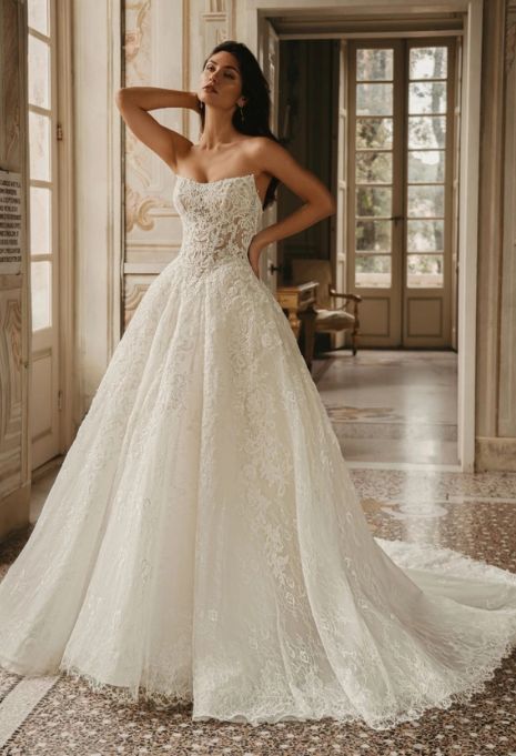 Model wearing the Enzoani West gown from the front