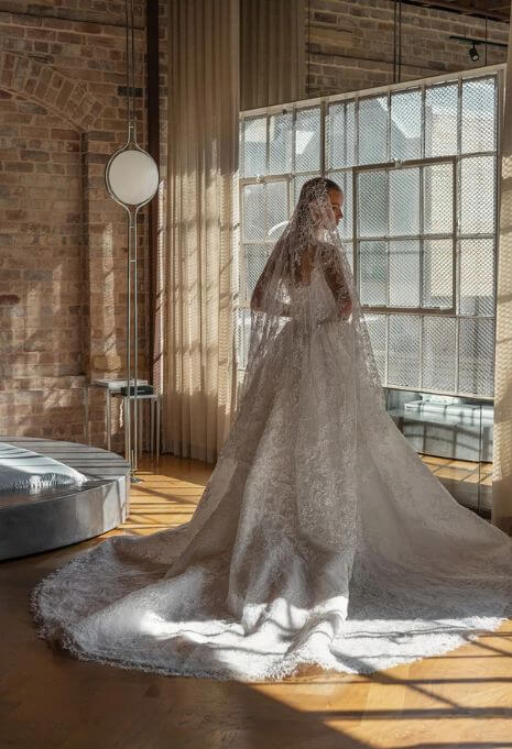 Blanche Elodie gown back with veil